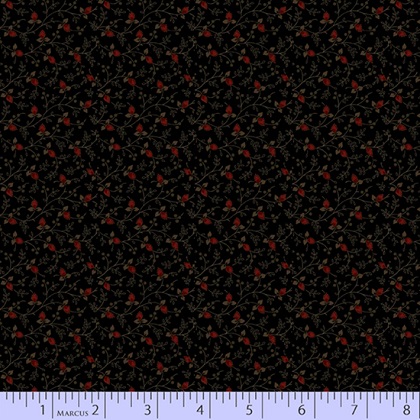 Marcus Fabrics - Primitive Traditions - Red Bud, Black