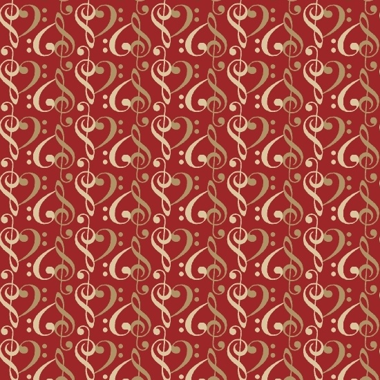 Marcus Fabrics - Songbook - Treble Heart Geo, Tan/Red