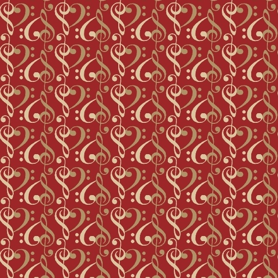 Marcus Fabrics - Songbook - Treble Heart Geo, Tan/Red