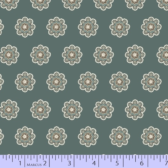 Marcus Fabrics - Uptown Duets - Spaced Flower, Teal