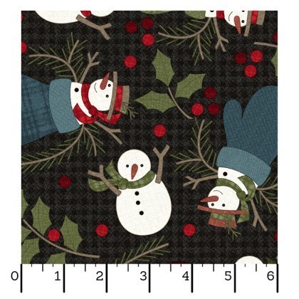 Maywood Studio - Holly Jolly Flannel - Snowmen, Black