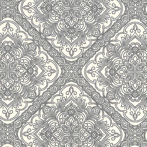 Michael Miller - Beginnings - Damask, Cream/Gray