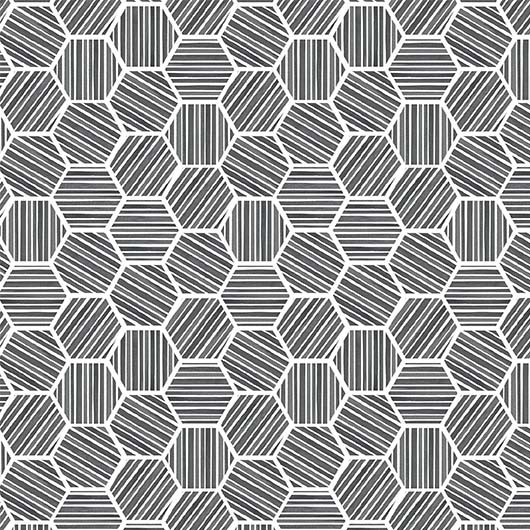 Michael Miller - Queen Bee - Hexagons, Charcoal