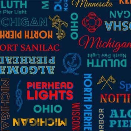 Michael Miller - Starlit Towers - Typographic Tapestry, Navy