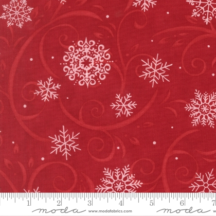 Moda - 108' When Snow Falls - Swirling Snowflakes, Berry Red