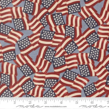 Moda - America 250 Years - Waving Flags, Steel Blue