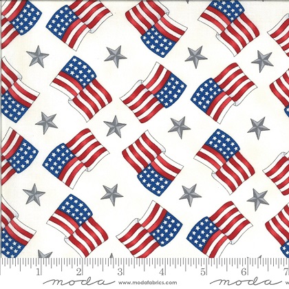 Moda - America The Beautiful - Flags Stars, White