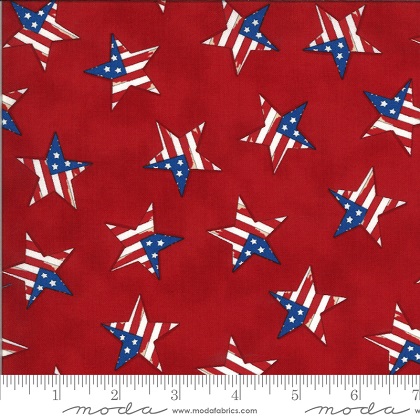 Moda - America The Beautiful - Tossed Flag Star, Red