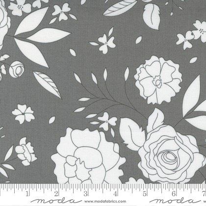 Moda - Beautiful Day - Rose Blooms Large Tonal Floral, Slate