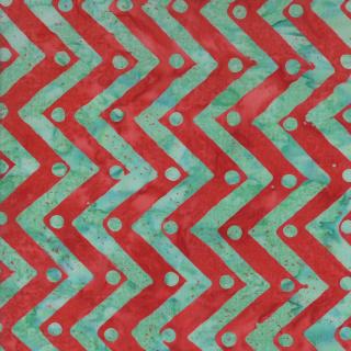 Moda - Bobbins & Bits Batiks - Chevron, Red/Aqua