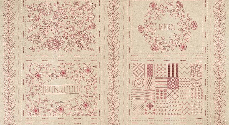 Moda - Bonheur De Jour - 24' Mochi Linen Panel, Red
