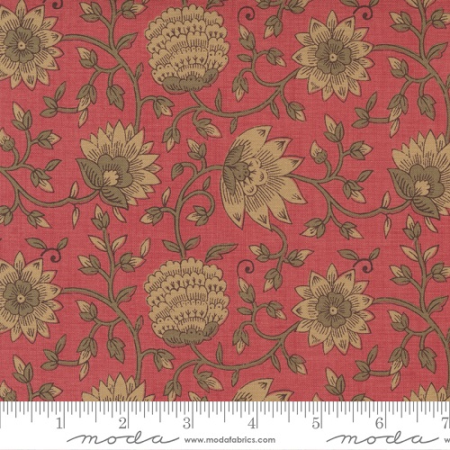 Moda - Bonheur De Jour - Monet Floral, Faded Red