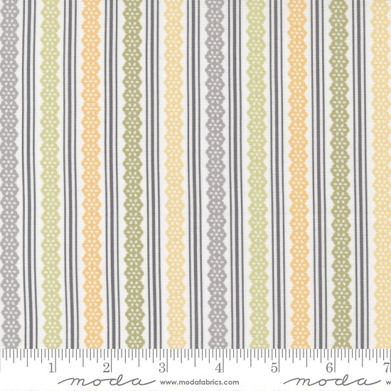 Moda - Buttercup & Slate - Lacey Stripes, Cloud