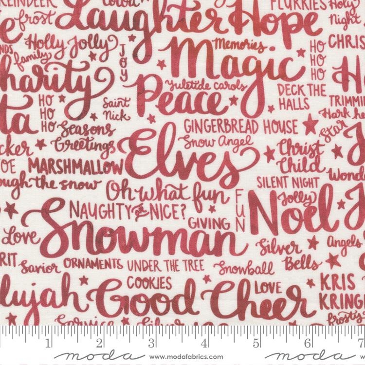 Moda - Comfort & Joy - Holiday Text, Cloud/Red