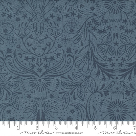 Moda - Decorum - Floral Damask, Blue