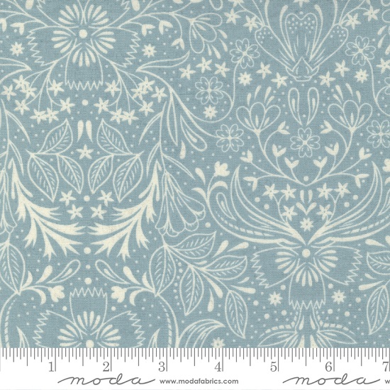 Moda - Decorum - Floral Damask, Light Blue