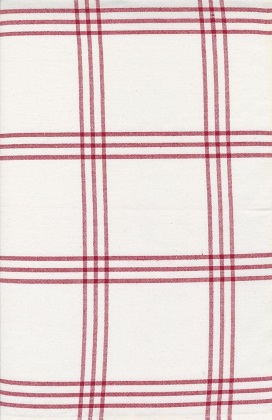 Moda - Enamoured Toweling - 18' Hemmed Edge - Triple Red Lines, White