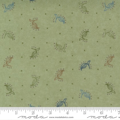 Moda - Fall Fantasy Flannels - Leaf Tie Print, Fern