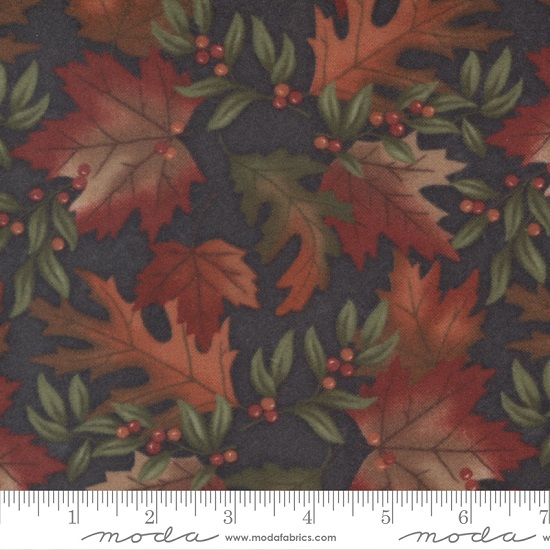 Moda - Fall Melody Flannel - Autumn Leaves, Black