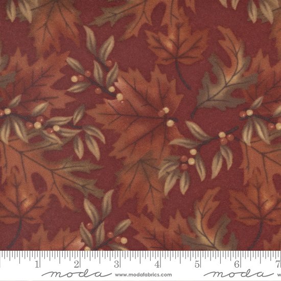 Moda - Fall Melody Flannel - Autumn Leaves, Crimson