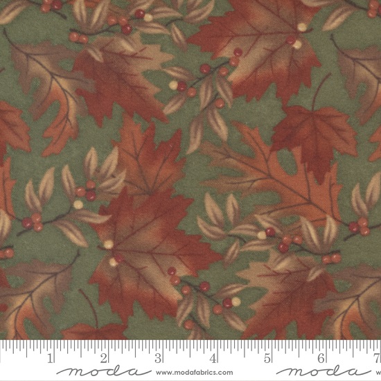 Moda - Fall Melody Flannel - Autumn Leaves, Olive