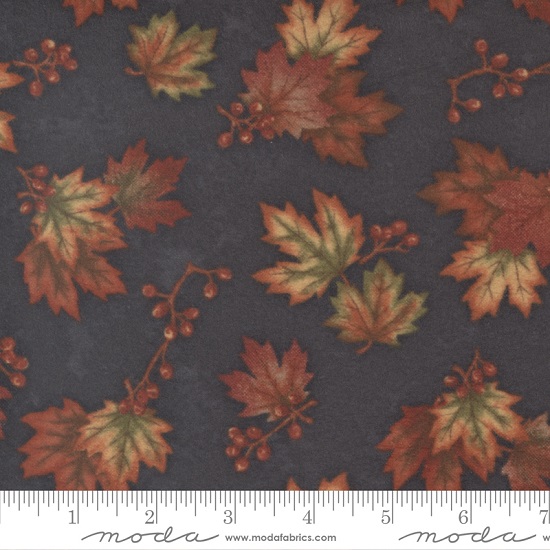 Moda - Fall Melody Flannel - Leaves and Berries, Black