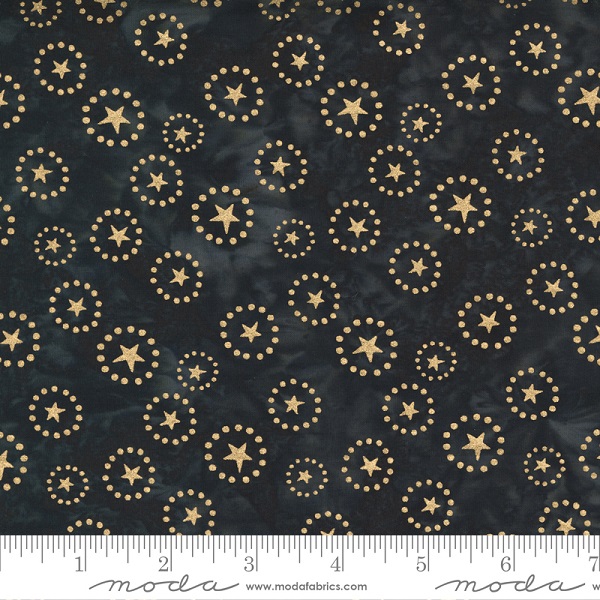 Moda - Felicity Batiks - Metallic Stars, Black