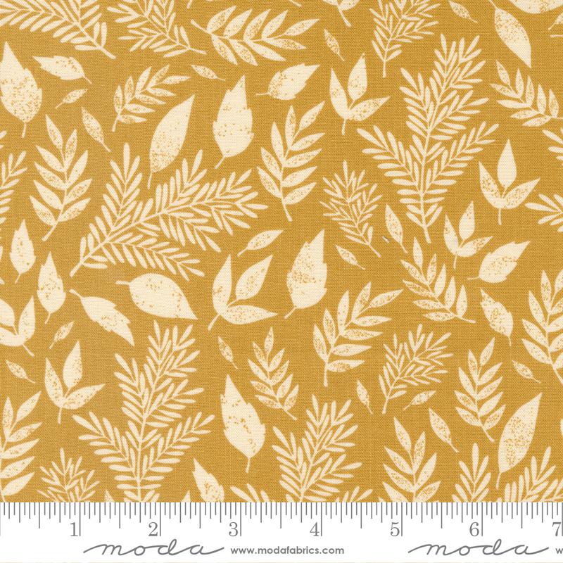 Moda - Flower Press - Scattered Leaves, Gold