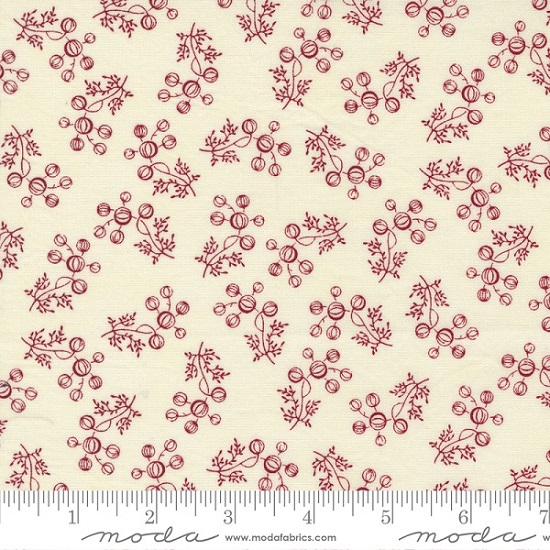 Moda - Garden Gatherings Shirtings - Pomegranate Floral, Rose/Natural