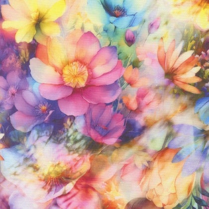 Moda - Gradients Gallery - Luminescent Garden Large Floral, Rainbow