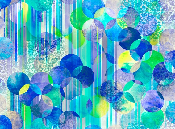 Moda - Gradients Parfait - Rainbow Bubbles, Blue/Raspberry