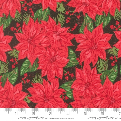 Moda - Holiday Cheer - Vintage Poinsettia, Midnight Poinsettia
