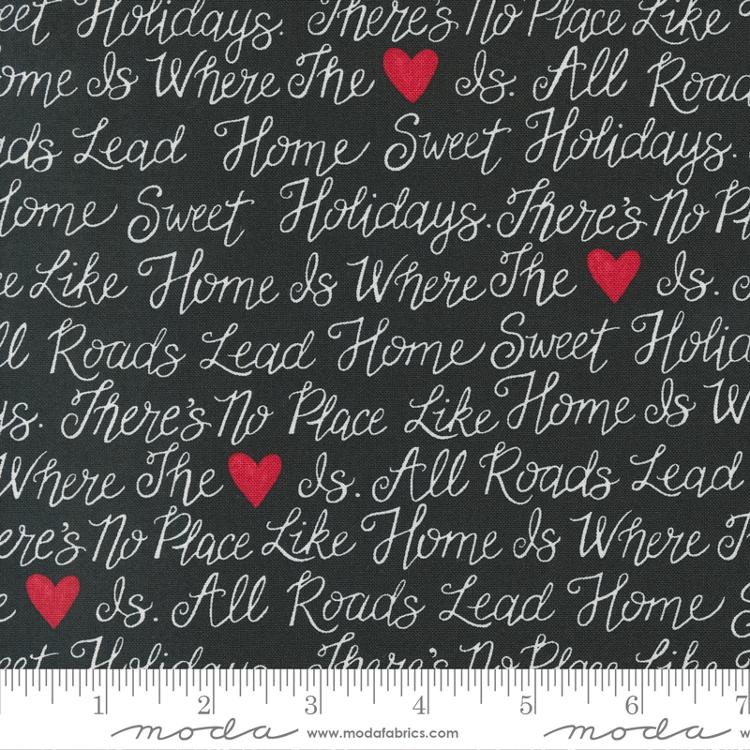 Moda - Holidays At Home - Holiday Text, Charcoal Black