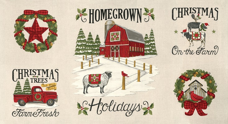 Moda - Homegrown Holidays - 24' Farm Panel, Winter White
