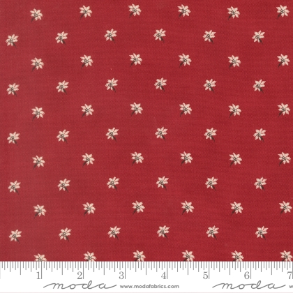 Moda - Joyful Gatherings II - Poinsettia Small Floral, Deep Crimson