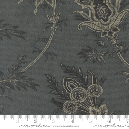 Moda - Linen Mochi - Breathtaking Blues - Plume Florals, Dusk