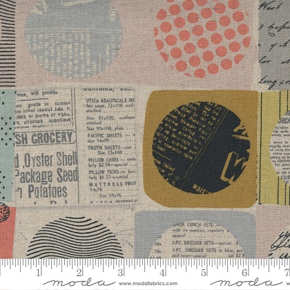 Moda - Linen Mochi - Celestial - Collage Text Focal, Natural