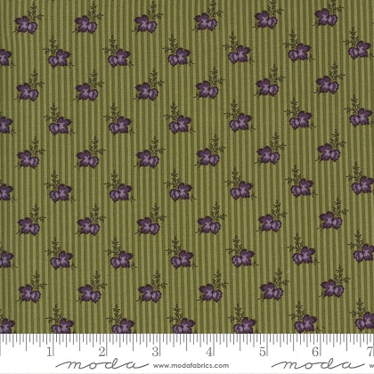 Moda - Mill Creek Garden - Wallpaper Stripe Flowers, Green