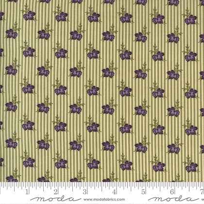 Moda - Mill Creek Garden - Wallpaper Stripe Flowers, Ivory/Green