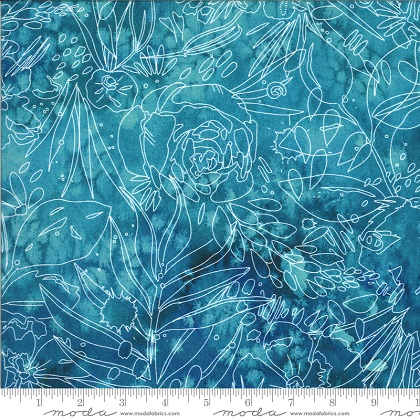 Moda - Moody Bloom - Marbled Floral, Teal