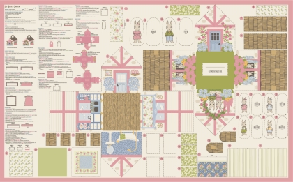 Moda - My Secret Garden - 36' Garden Bunny Cottage Panel