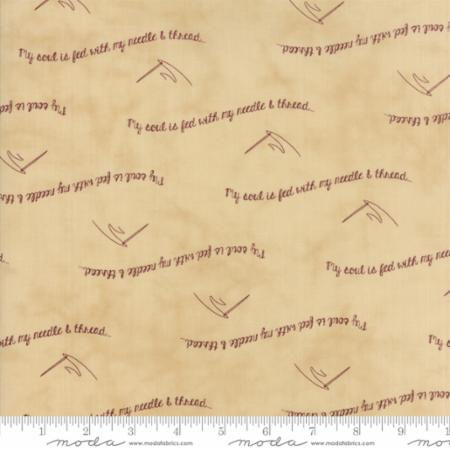 Moda - Needle Thread Gatherings - Words, Tan/Red