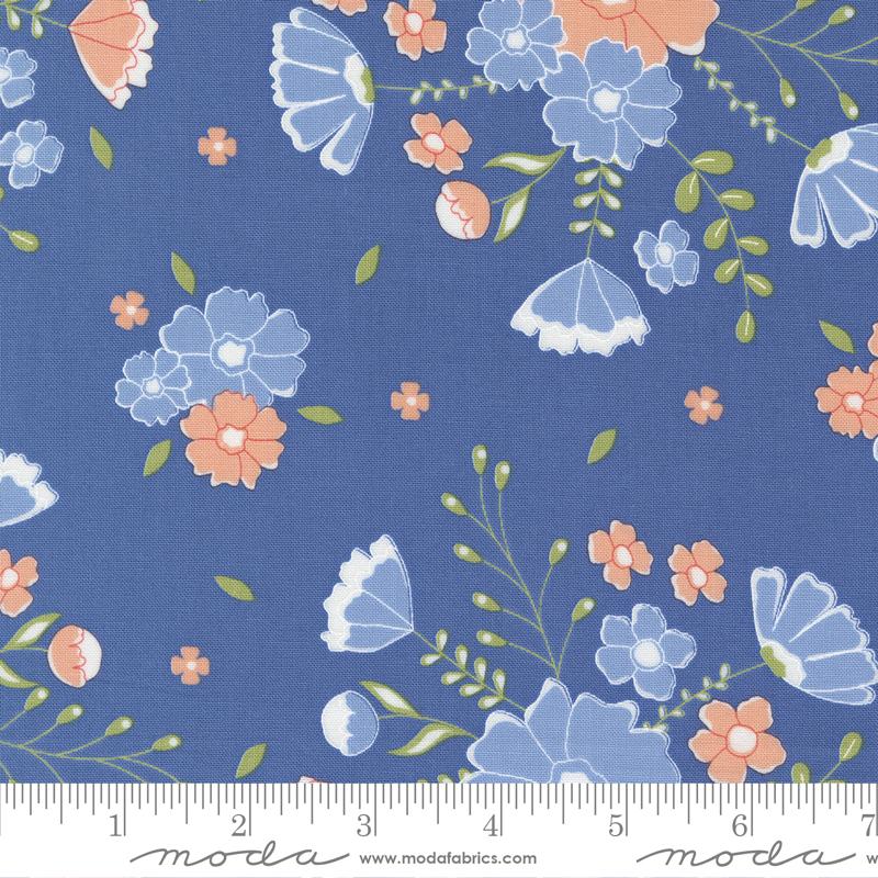 Moda - Peachy Keen - Meadow Floral, Cobalt