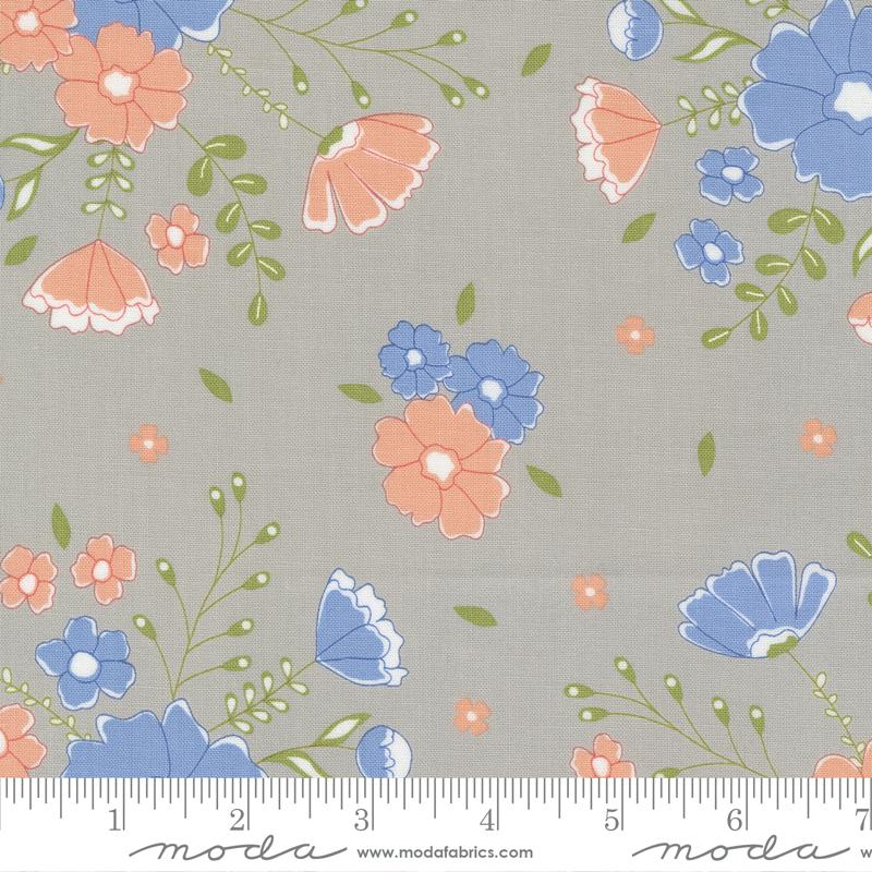 Moda - Peachy Keen - Meadow Floral, Grey