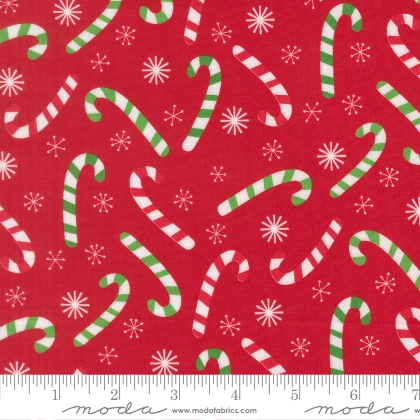 Moda - Snow Time - Candy Cane, Poinsettia Red