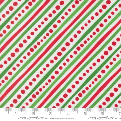 Moda - Snow Time - Dotted Bias Stripe, Winter White