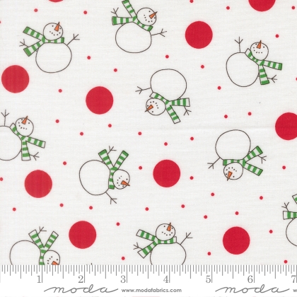 Moda - Snow Time - Tossed Snowman, Winter White