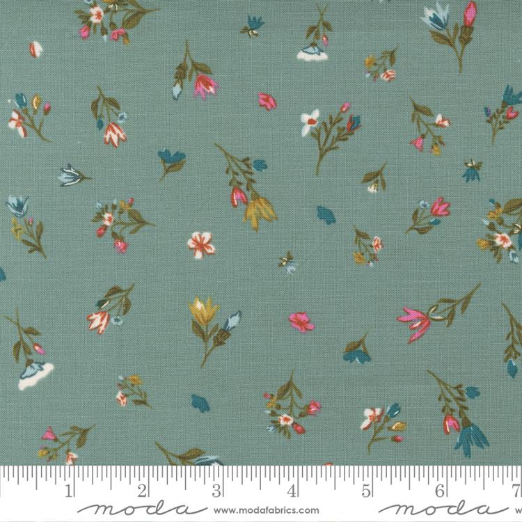 Moda - Songbook...A New Page - Small Floral, Dusty Jade