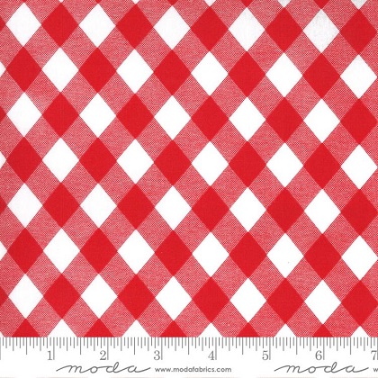 Moda - Sunday Stroll - 45' Vinyl - Coated Fabric, White/Red