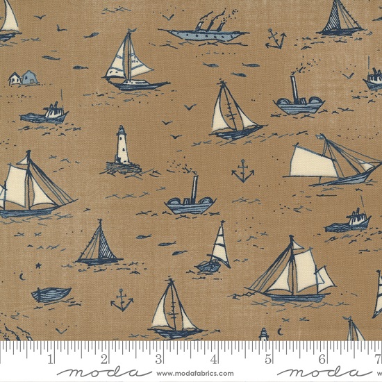 Moda - To The Sea - Sailboats, Tan